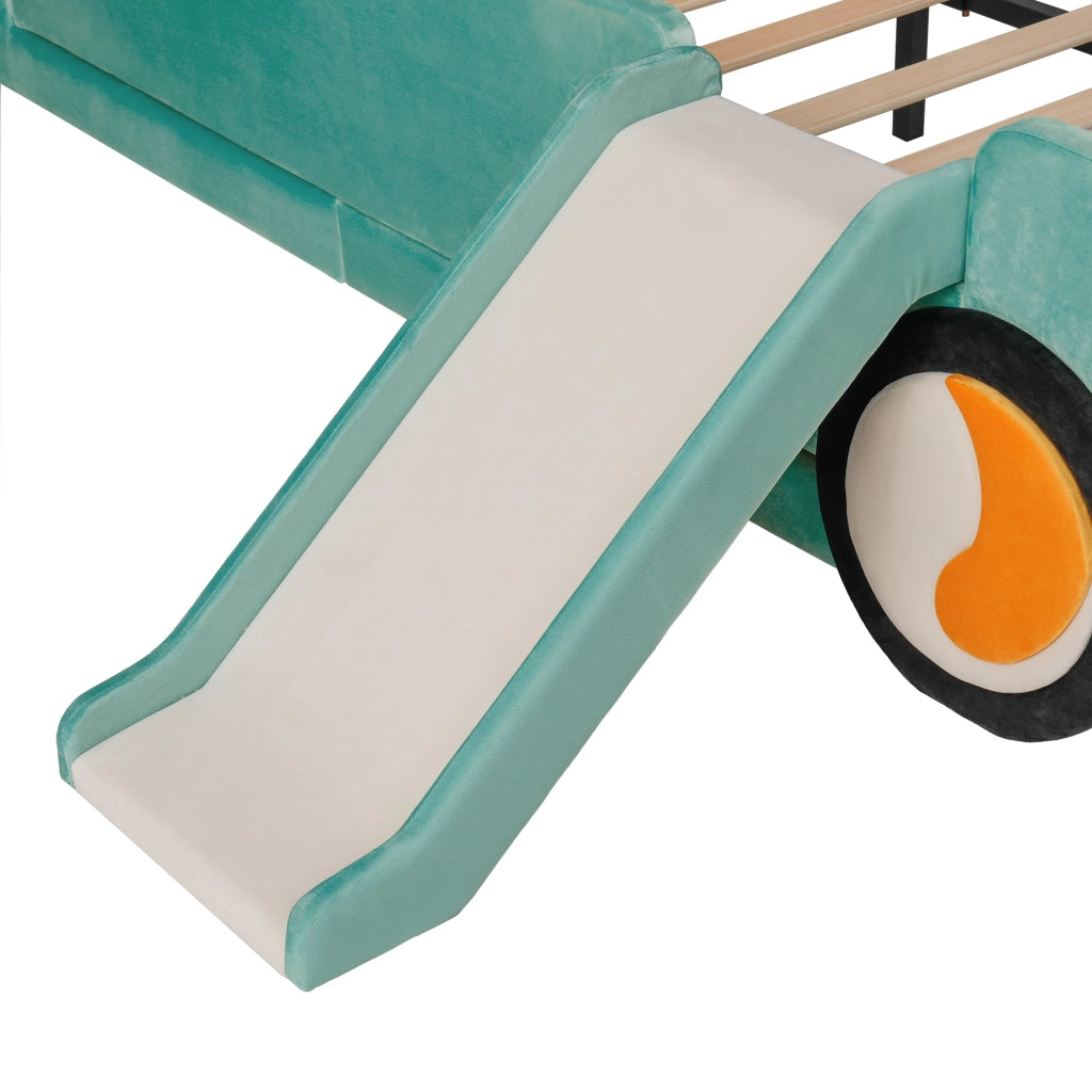Letto per Bambini 140x200 cm - Scivolo e Scala Reversibili; Sponde Imbottite - Bluverde