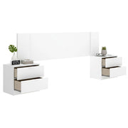 Sierra, Testiera Letto 2 Comodini Inclusi, 34x251 cm Bianco