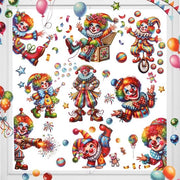 Decorazione di finestra carnaval, 9 fogli, adesivi clown, adesivi statici riciclabili