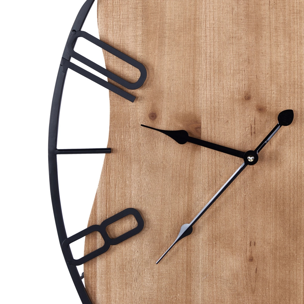 Orologio da parete classico con struttura in ferro con forma ovale in legno chiaro e nero 46 x 60 cm camera da letto soggiorno