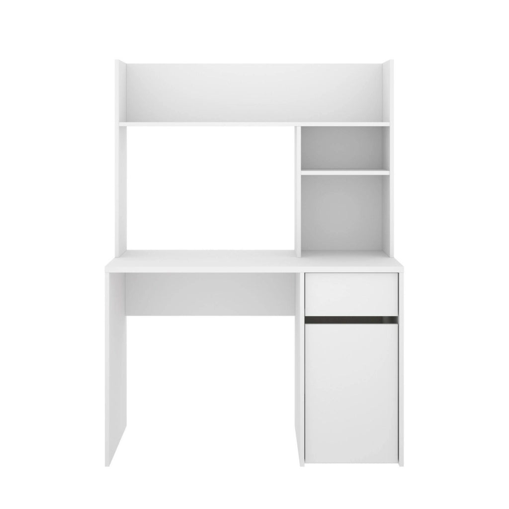 Scrivania Zefiro, Scrittoio multiuso, Tavolo per ufficio porta PC, Piano di lavoro, 110x50 h152 cm, Bianco