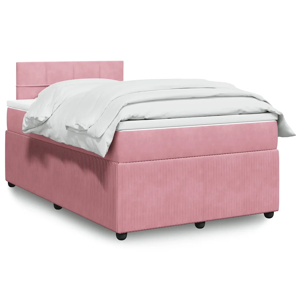 Giroletto a Molle con Materasso Rosa 120x190 cm in Velluto 3287691