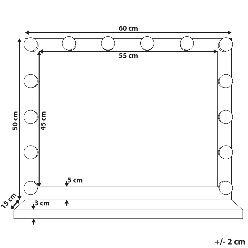 Specchio a LED Nero 50 x 60 cm in stile moderno bagno soggiorno