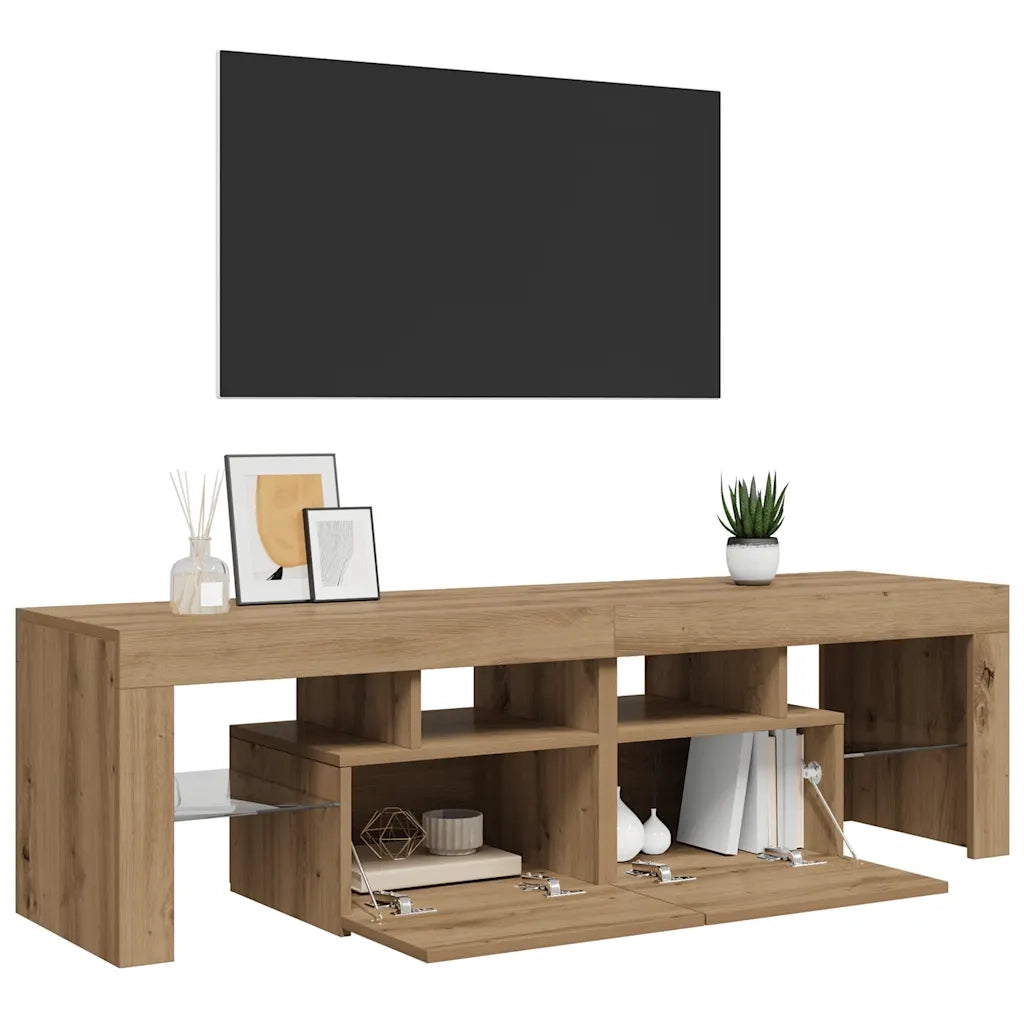 Mobile Porta TV con LED-Mobile per TV-Credenza TV Artigianale 140x36,5x40 cm Multistrato