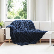 Coperta antiscivolo in finta di coniglio Olite 4 pcs Blu Marino