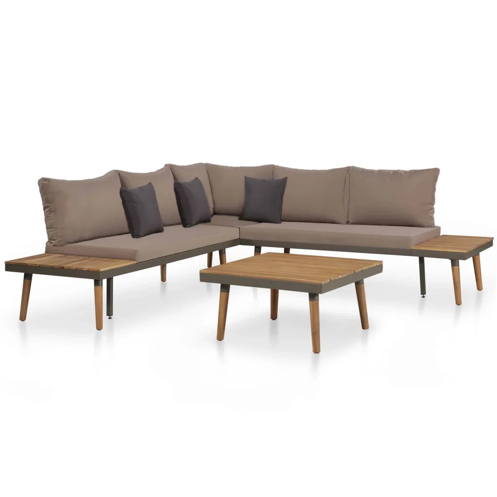 Set Divani da Giardino 4 pz con Cuscini Legno di Acacia Marrone cod mxl 52094