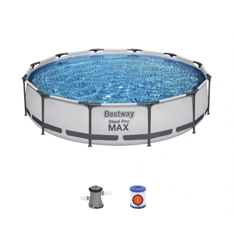 Piscina fuori terra rotonda con telaio in acciaio e pompa filtro inclusa, diametro 366 cm altezza 76 cm capacità 6473 L - Bestway