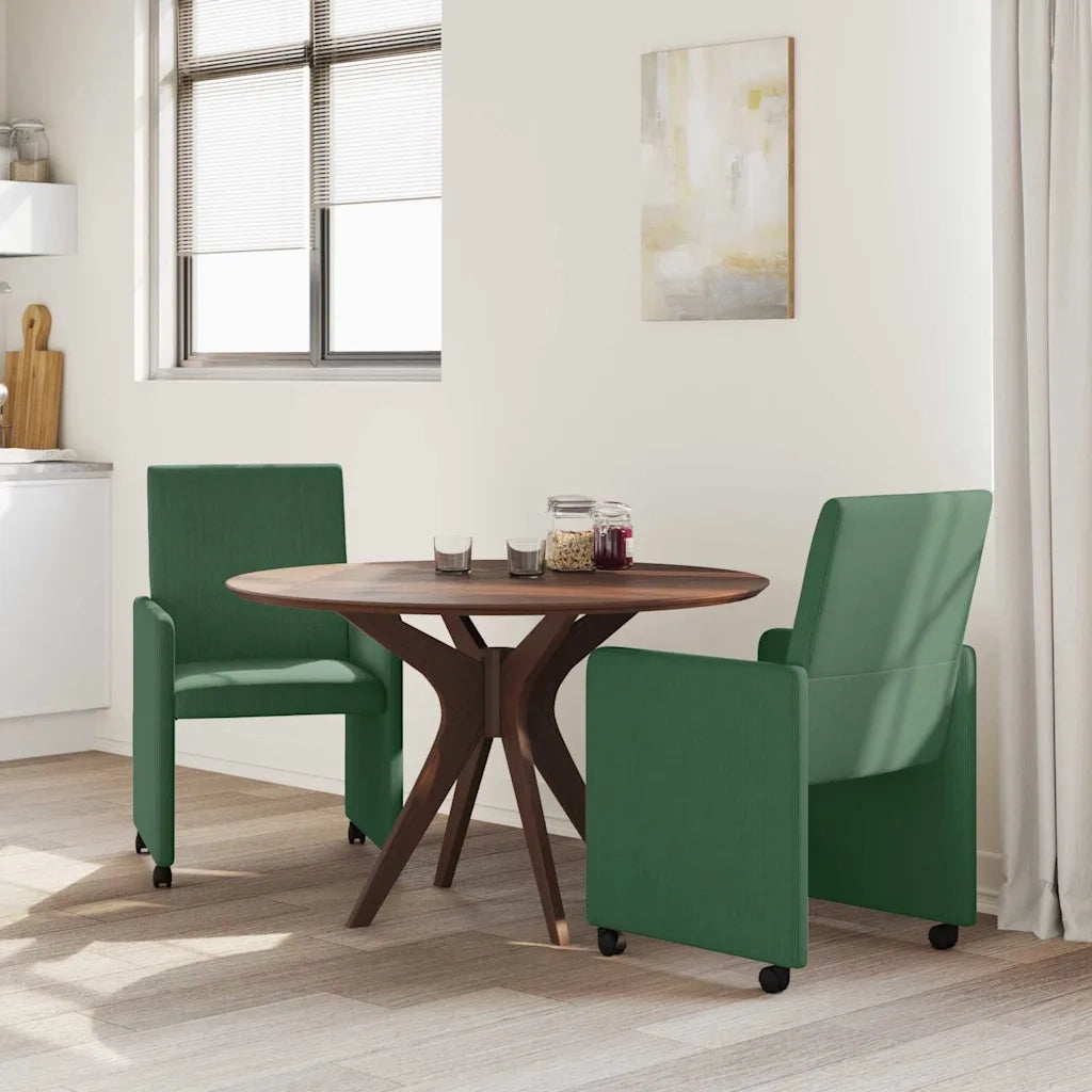 Sedie da Pranzo con Ruote 2 pcs Grigio verde 57 x 66 x 94 cm 42017805