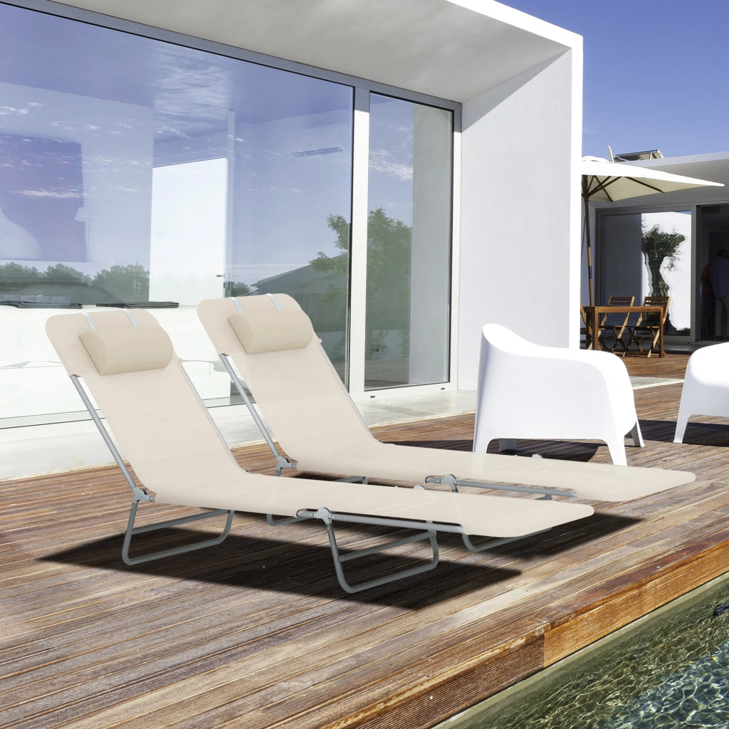 Letto singolo pieghevole con schienale reclinabile ¨C zephmum ¨C beige, 4 livelli, metallo e tessuto