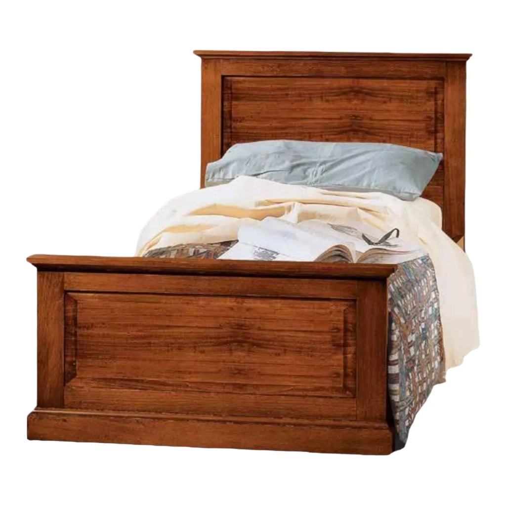 Letto singolo classico legno tinta noce l.103 h 110 p 209 (6132) - Mobili 2G