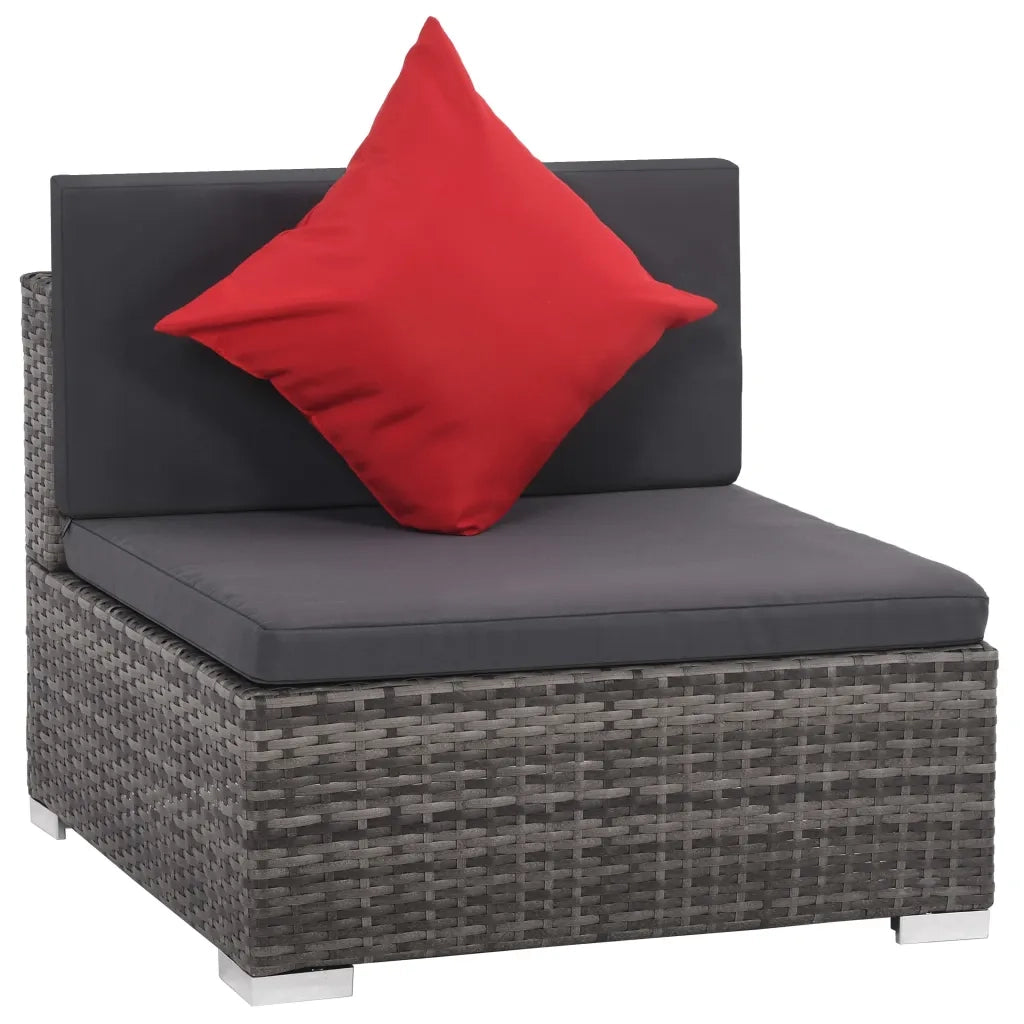 Set da Giardino 8 pz con Cuscini in Polyrattan Grigio
