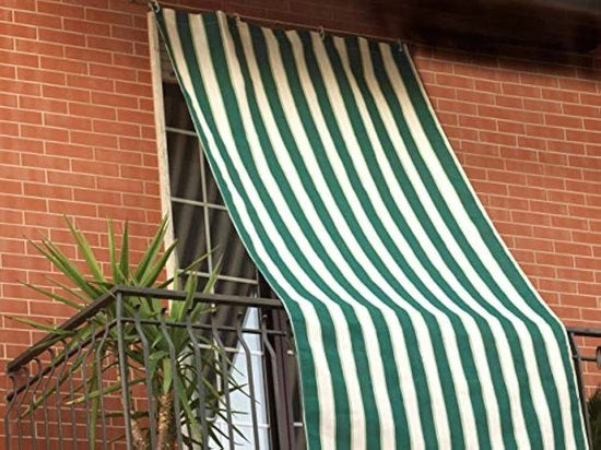 Zonnetenda a strisce - verde - 150 x 290 cm - con occhielli e ganci