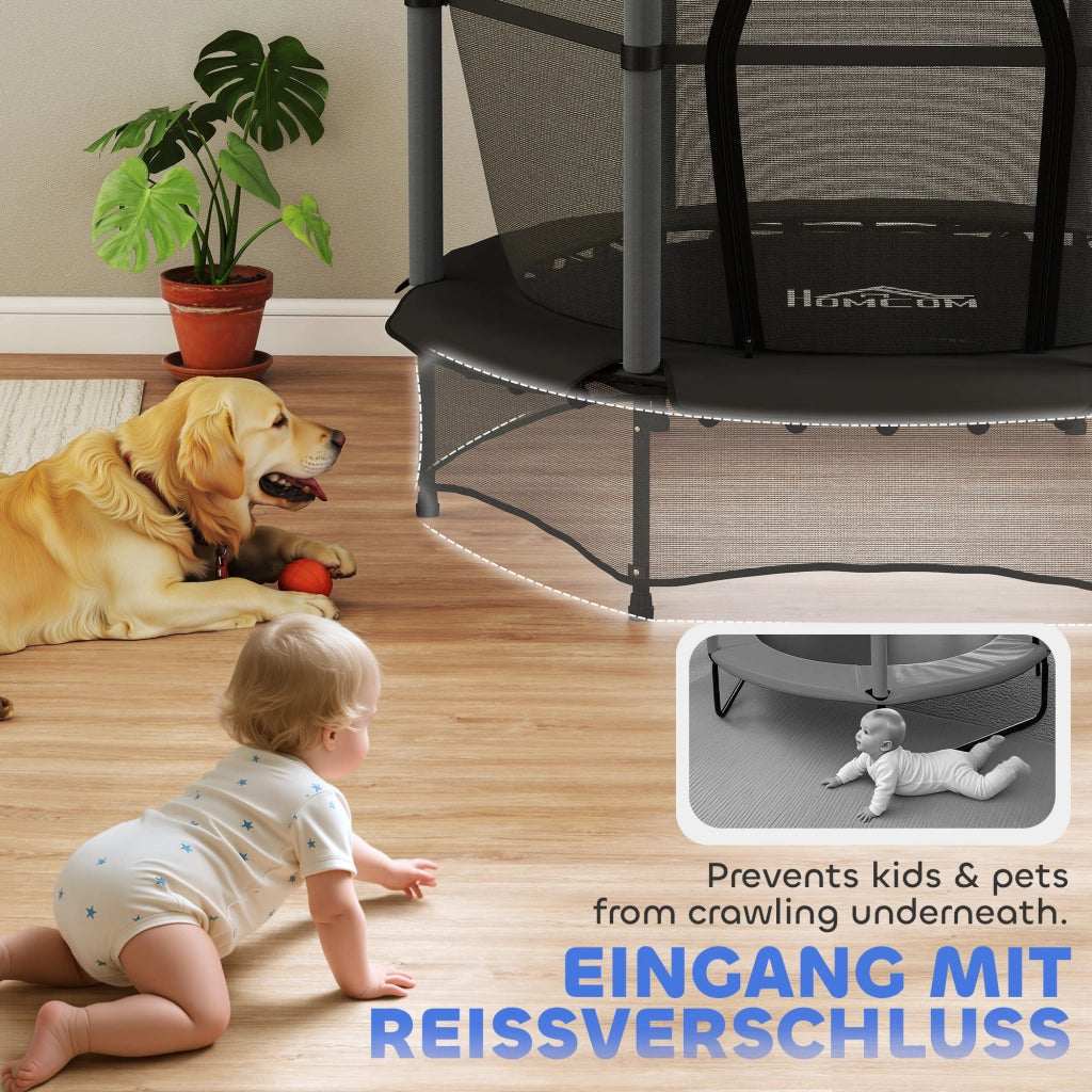 Trampolino per bambini ¨C zephmum ¨C ?140 cm, con rete di sicurezza, nero