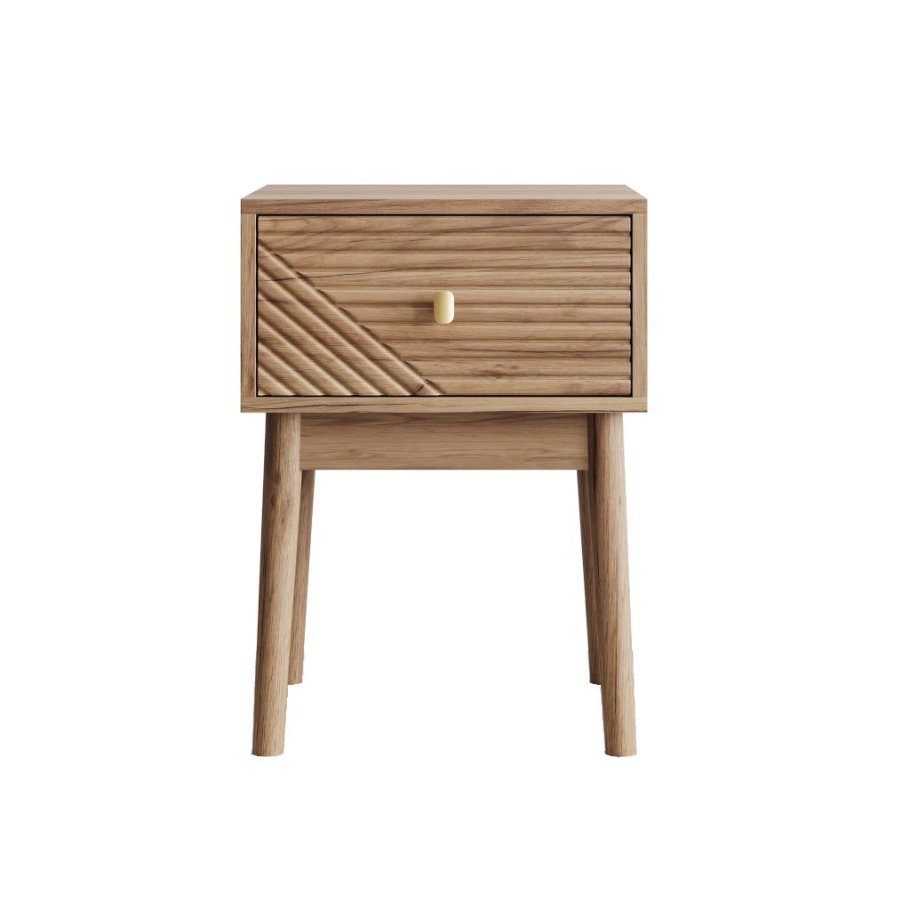 Comodino color rovere con 2 cassetti, 40 x 40 x 55 cm