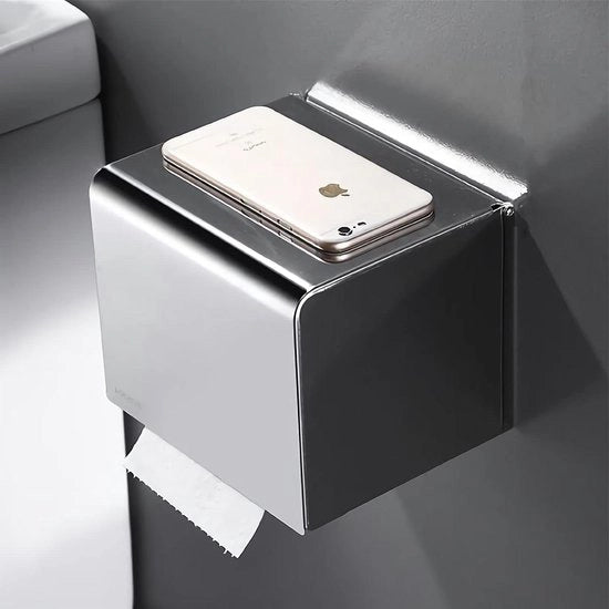 Sostegno per carta igienica senza forare - acciaio inox 304 - adesivo auto - fissaggio alla parete - argento - bagno cucina