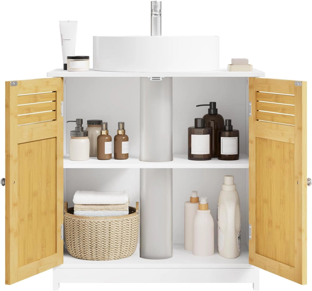 Armadietto Sottolavabo Mobiletto sotto Lavandino per Bagno con Due Ante in Legno