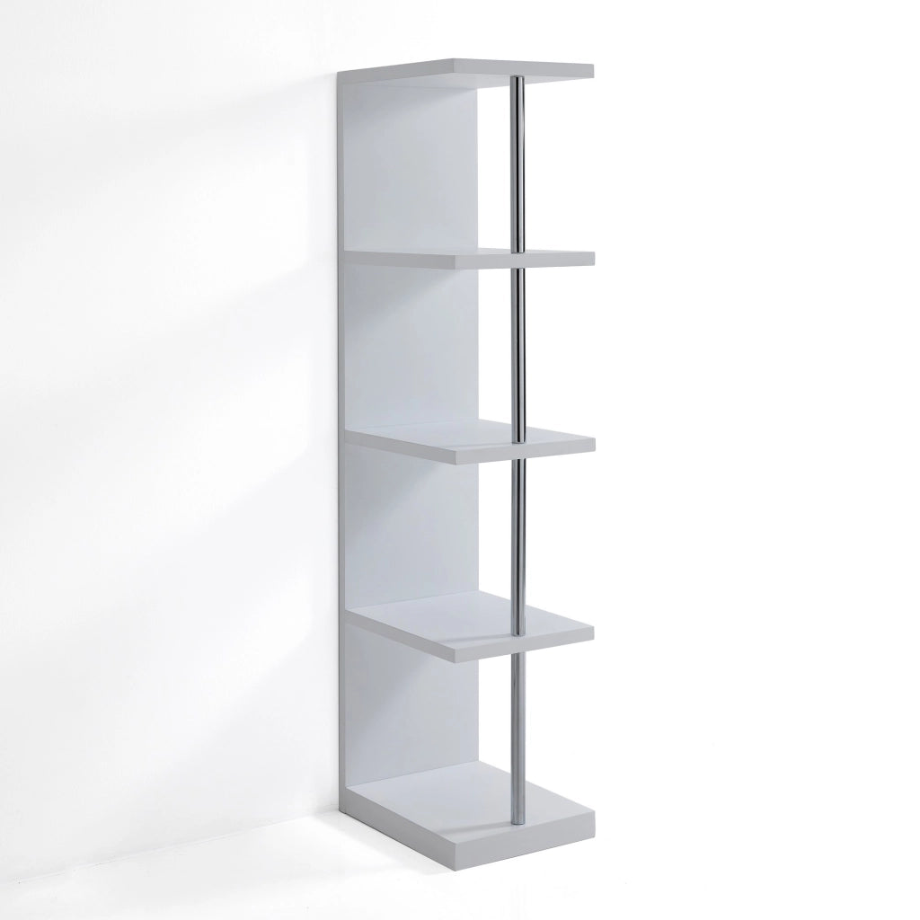 Libreria effetto legno laccata bianca cm. H.139 x L.30 x P.37,5