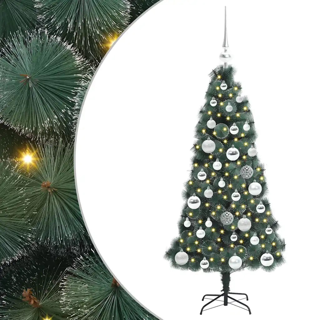 Albero di Natale | Decorazioni natalizie artificiale pre-illuminato con set di palle