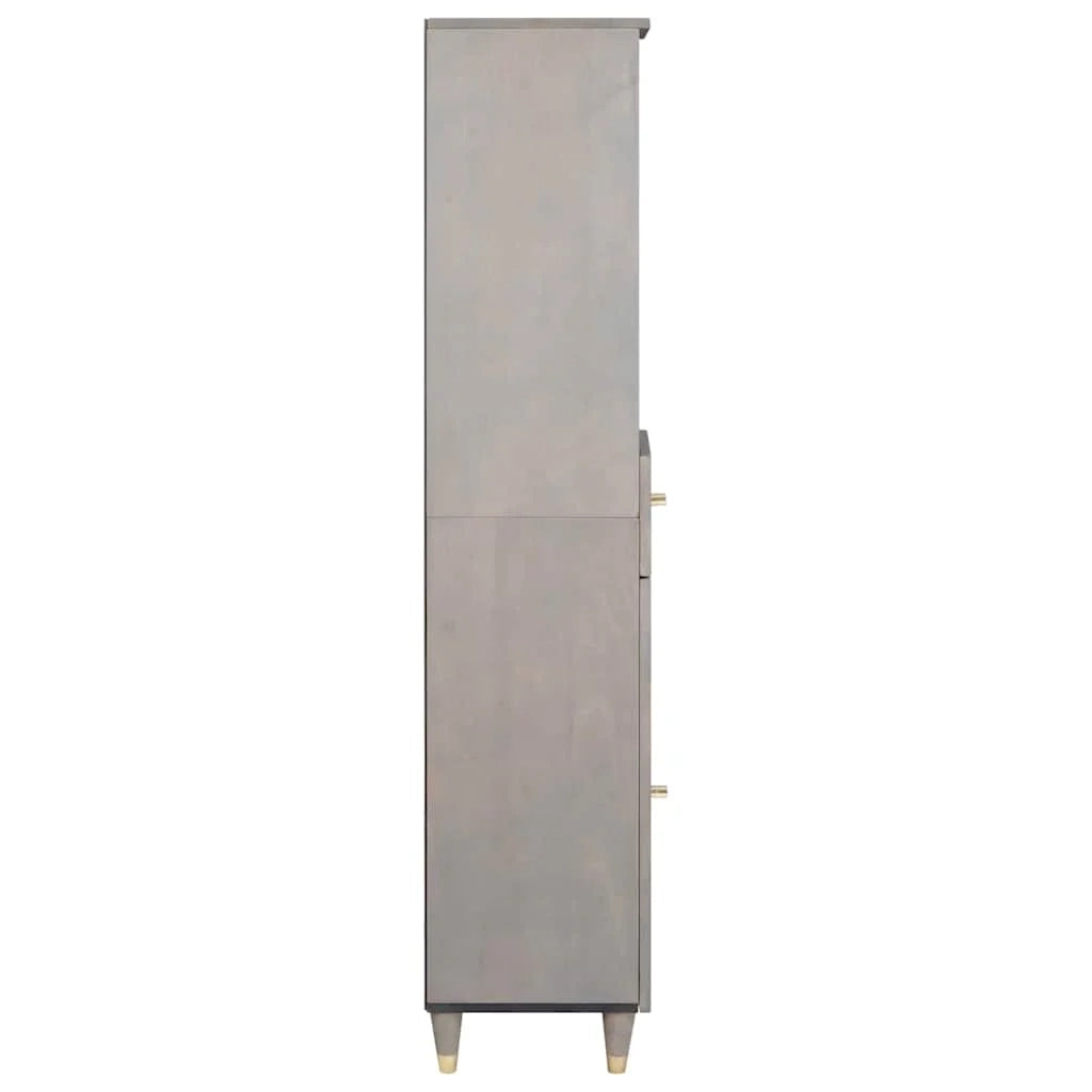 Mobiletto da bagno moderno con cassetto 38 x 33 x 160 cm design elegante e raffinato in legno massello di mango grigio 02_0057888