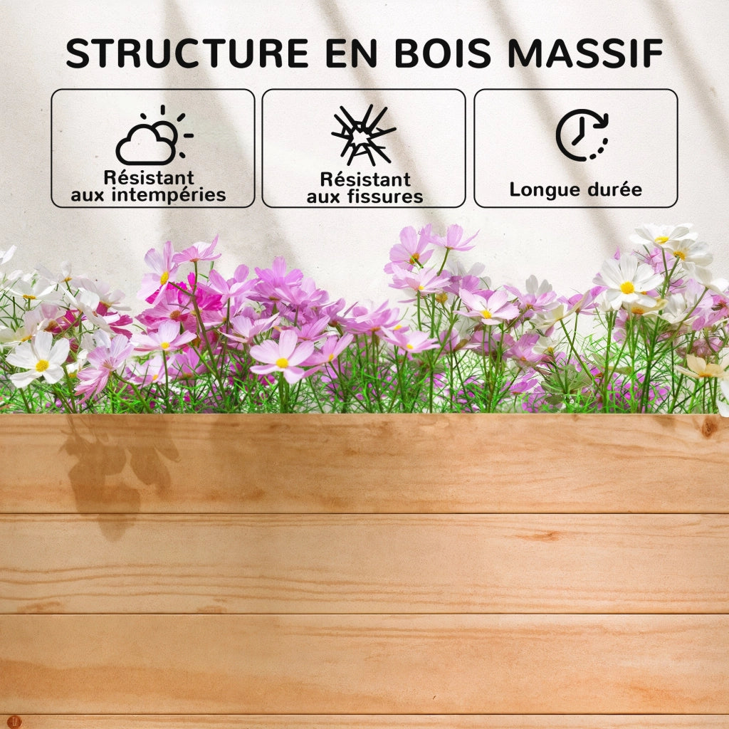 Fioriera da Giardino con Griglia ¨C Zephmum ¨C Legno Naturale 200x44x113.5cm