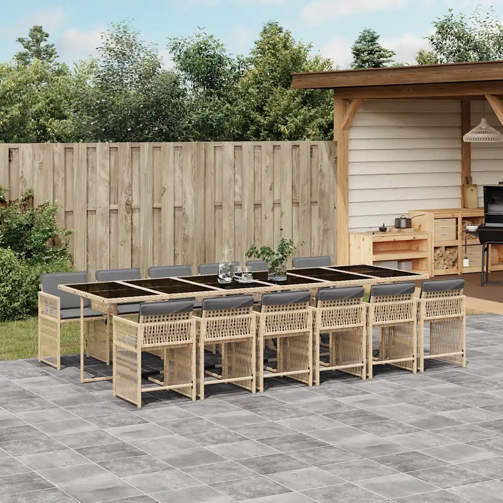 Set Pranzo da Giardino 13 pz con Cuscini Beige Misto Polyrattan 3211668