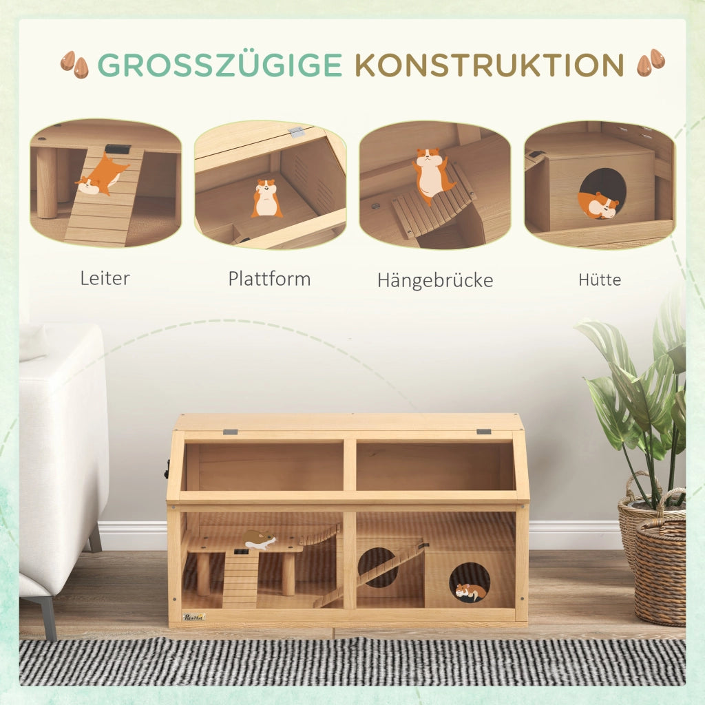 Gabbia per Criceti Siriani e Nani con Piattaforma Ponte e Casa ¨C Zephmum ¨C 85x45x44 cm