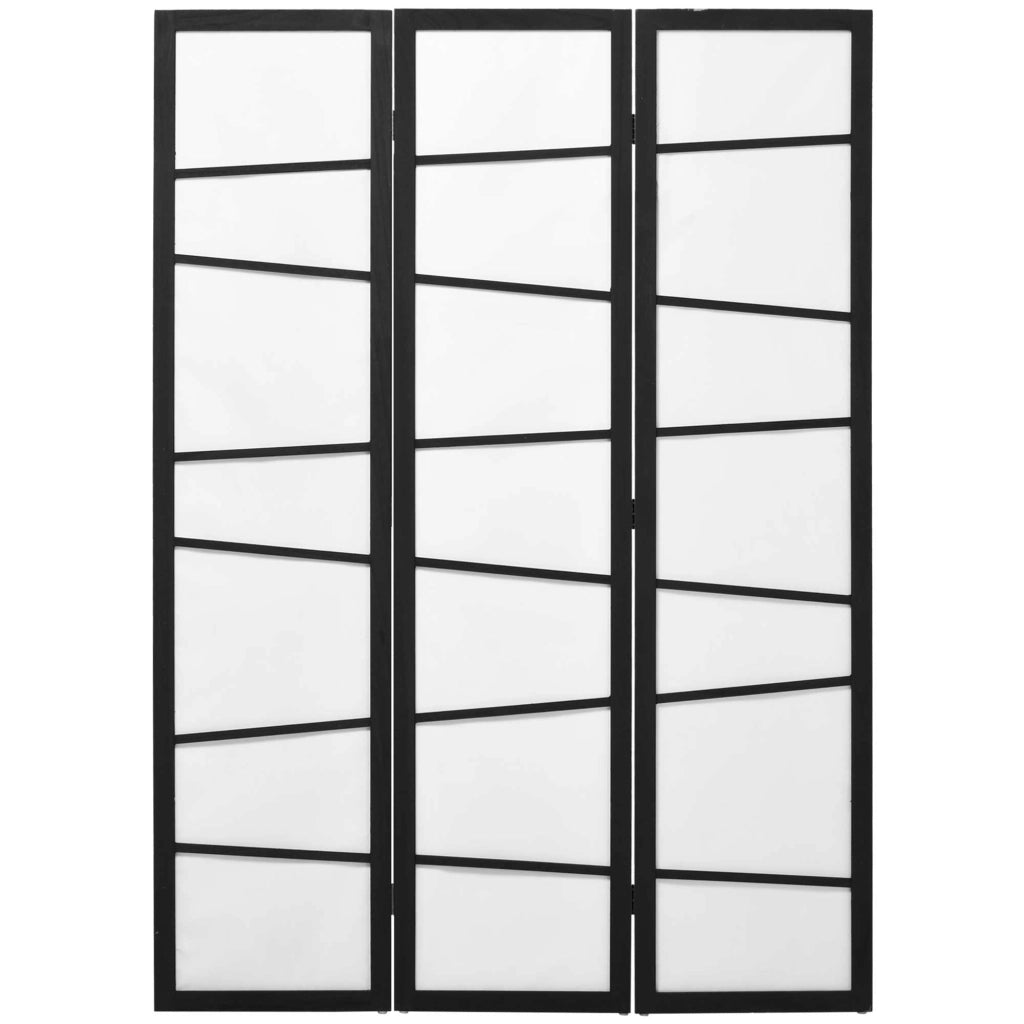 Paravento Separ¨¨ a 3 Pannelli Pieghevole in Legno, 120x170cm, Nero e Bianco