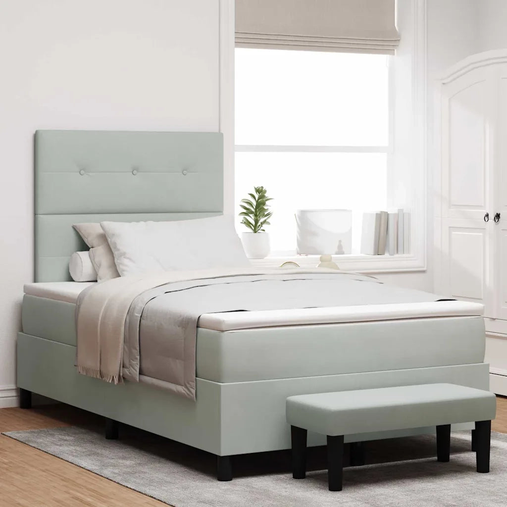 Letto a molle con materasso Grigio chiaro 120 x 190 cm Velluto