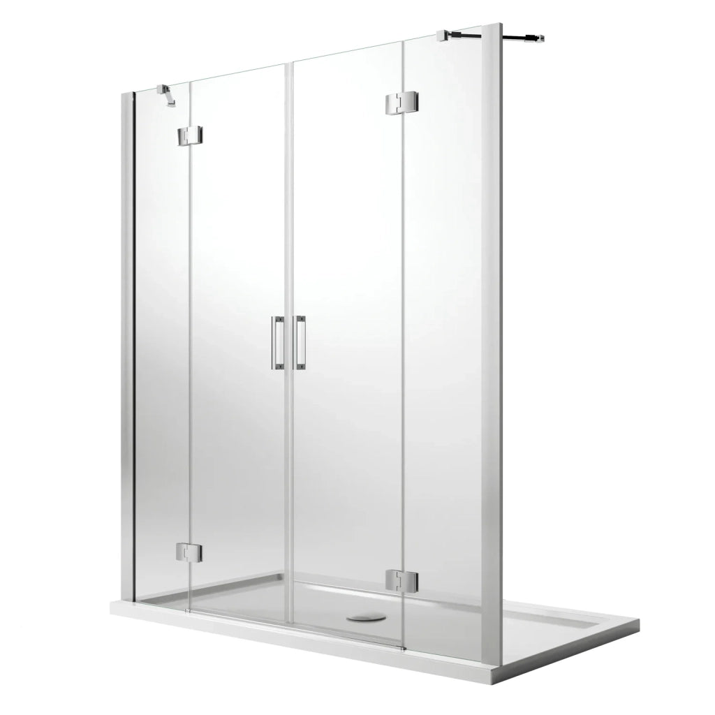 Porta Doccia 145CM H190 Vetro Trasparente con Easy-Clean mod. Flip Anta + Anta