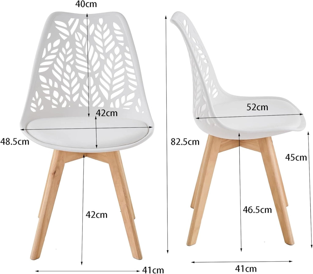 GrandCA HOME Set di 6 sedie da pranzo in stile nordico,sedia imbottita per cucina,sedia per soggiorno,gambe in legno di faggio,schienale traforato,per cucina,soggiorno e sala da pranzo-Bianco