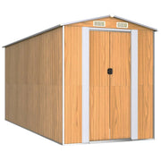 Casetta da giardino cabina ripostiglio capanno da esterno capanno per attrezzi robusta colore chiaro 192 x 440 x 223 cm acciaio zincato marrone 02_0022305