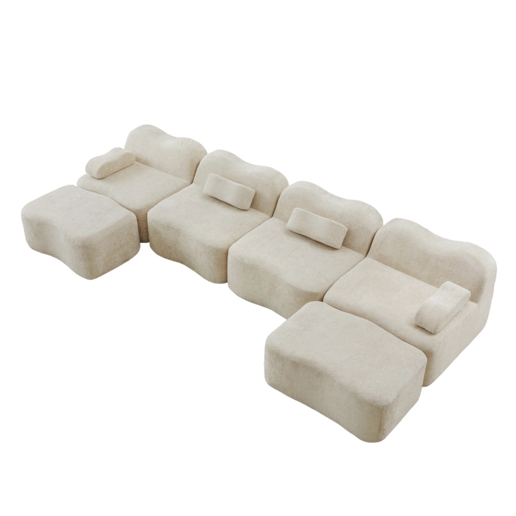 Divano modulare angolare 2-4 posti a U o L 384x167x70 cm in velluto beige