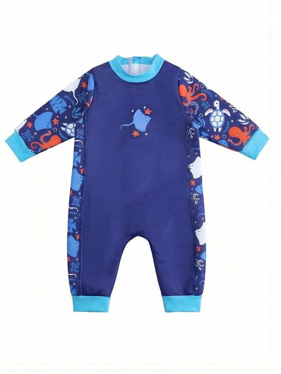 Kit di protezione solare Neopreen con protezione UV 50+ - Costume da bagno termoisolante - Costume da bagno unico - Copertura a maglia di lana - Tenue calda - Per bambini da 0 a 24 mesi