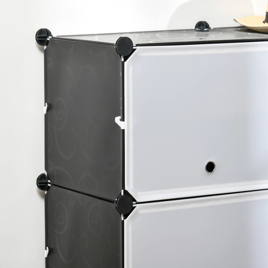 Scarpiera modulare con 12 cubi, portaoggetti DIY in plastica, 125 x 32 x 125 cm, nero