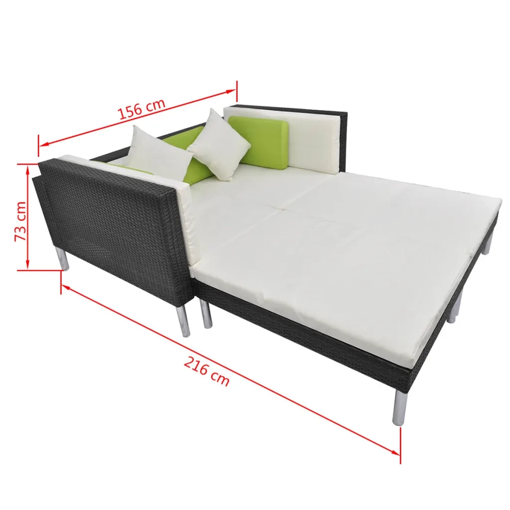 Set Divani da Giardino 4 pz con Cuscini in Polyrattan Nero cod mxl 36934