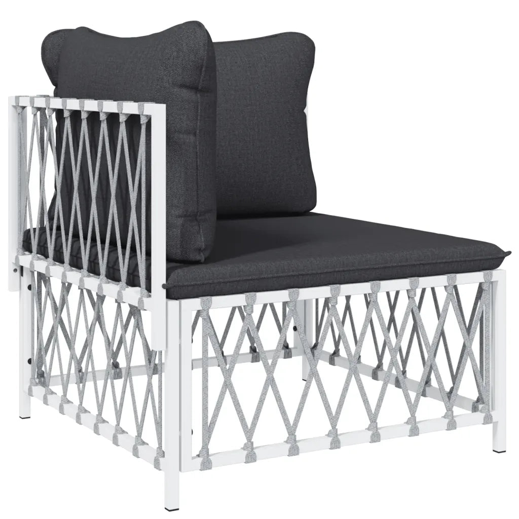 Set Salotto da Giardino 6 pz con Cuscini in Acciaio Bianco 3186886