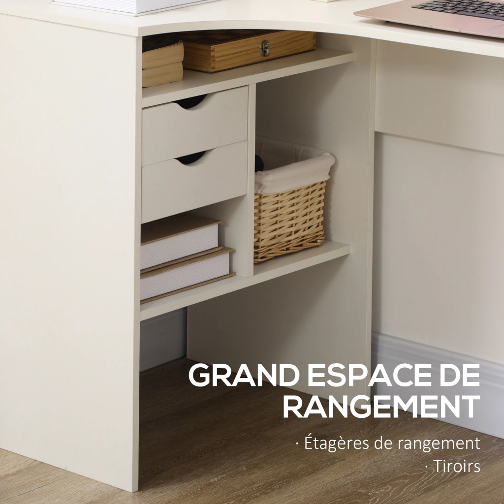 Scrivania Angolare ¨C Zephmum ¨C Bianco, Legno, 120x60x74
