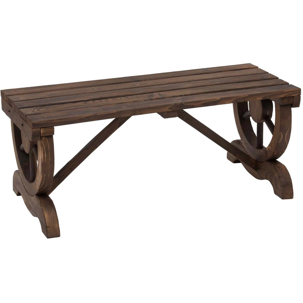 Panca da giardino rustica in legno di abete 98 x 50 x 39;5 cm; marrone
