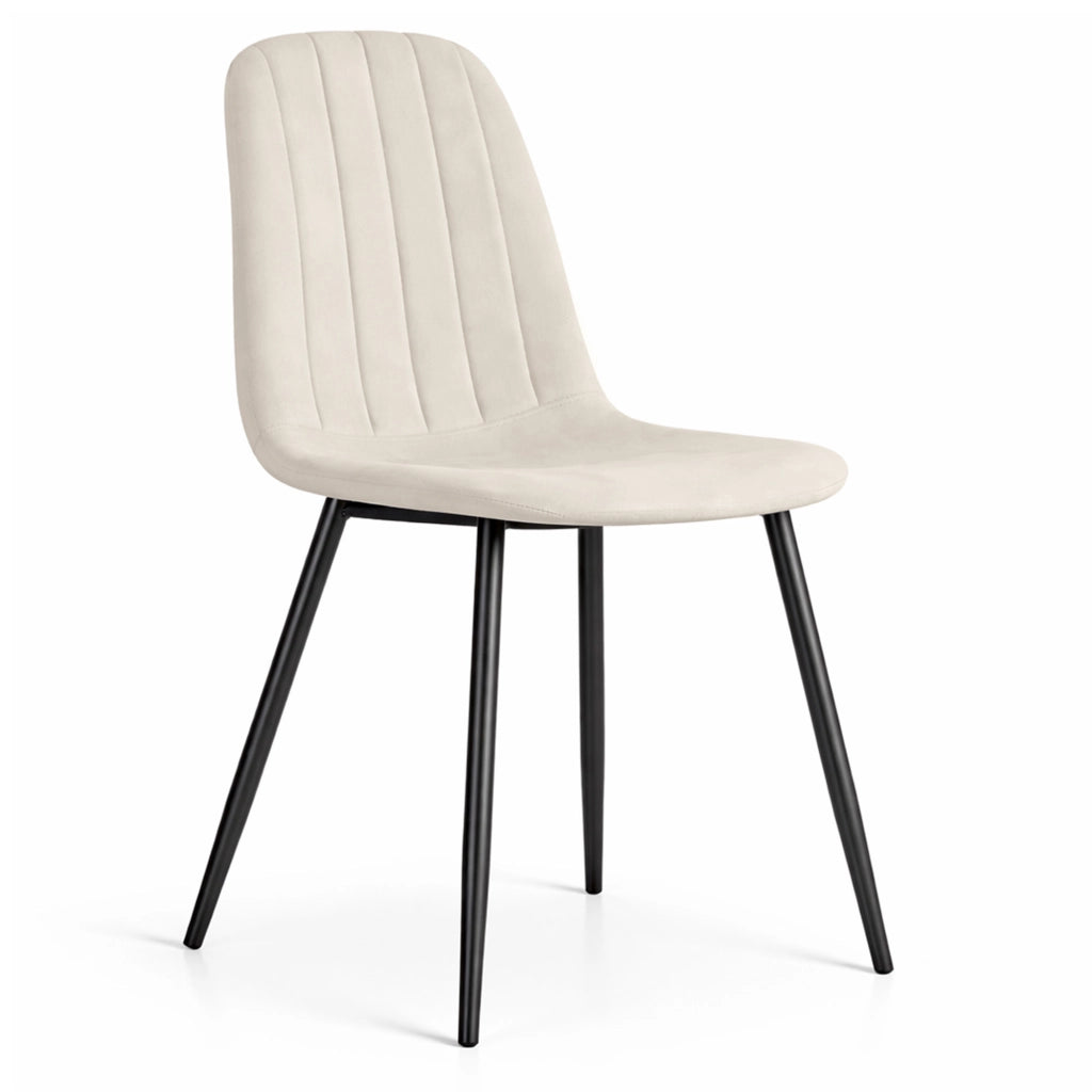 Sedia in velluto trapuntata LUMO Beige gambe nere