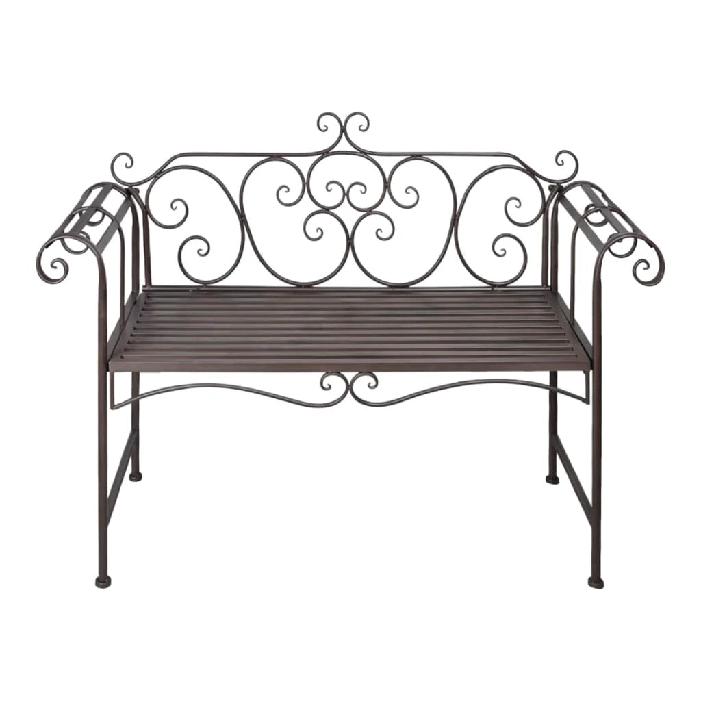Panca da giardino mobili da esterno per patio terrazza 132 x 46 x 85 cm acciaio marrone anticato 02_0011237