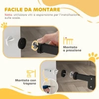 Cancellino per Cani a 2 Estensioni con Larghezza Regolabile fino a 100 cm e Chiusura Automatica, Nero
