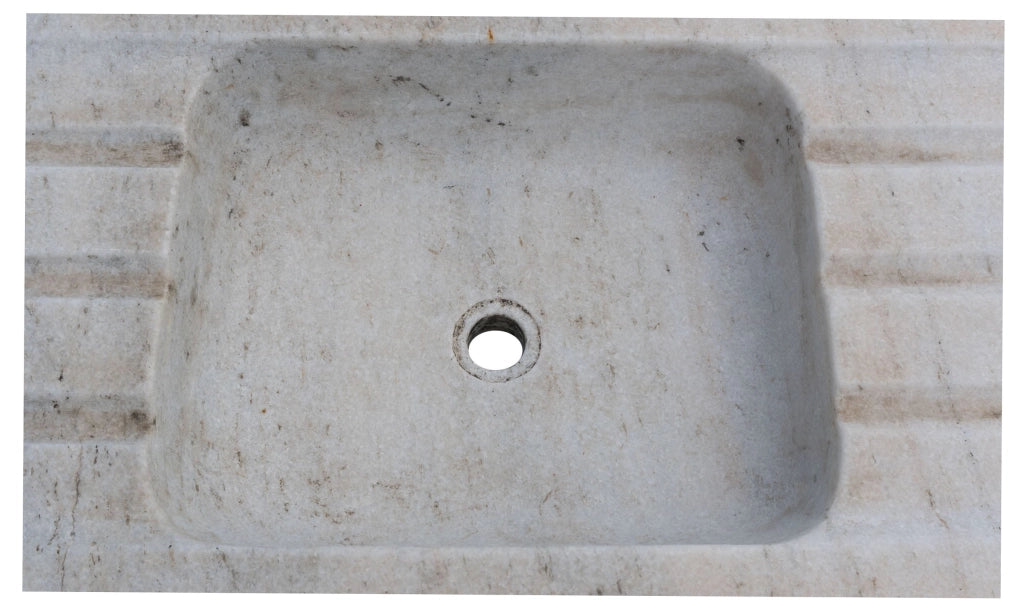 Biscottini Acquaio in marmo bianco L102xPR41xH15 cm Vasca realizzata completamente