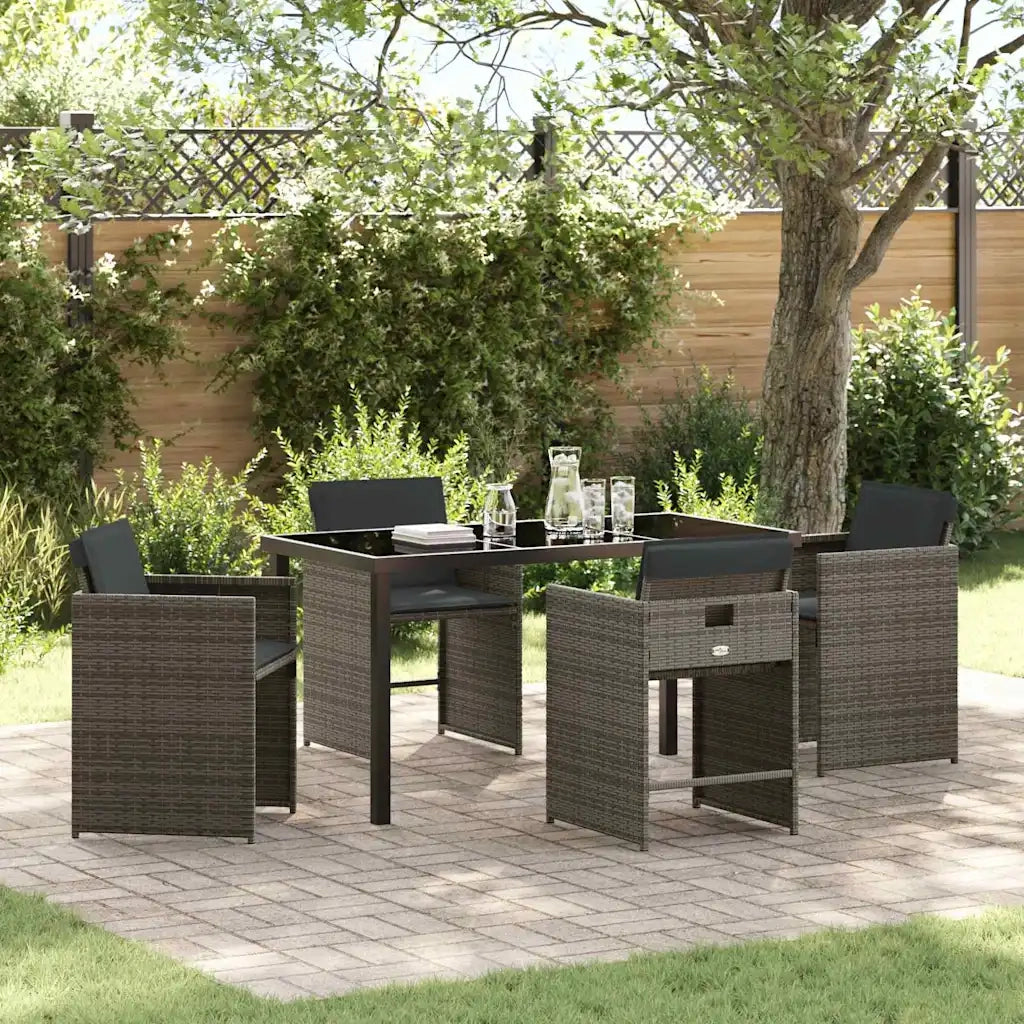 Set da Pranzo per Giardino 5 pcs Grigio polyrattan 3380694