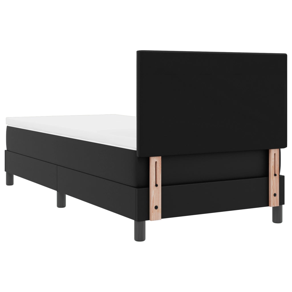 Letto con rete a molle e materasso nero 100x200 cm in finta pelle