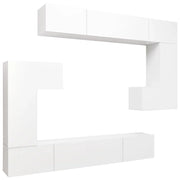 Set di mobili da 8 pezzi tra cui armadio credenza mobile TV televisore per soggiorno camera da letto salotto legno ingegnerizzato bianco 02_0025230