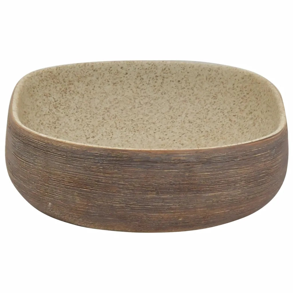 Lavabo da Appoggio Sabbia e Marrone Ovale 59x40x14 cm Ceramica 155104