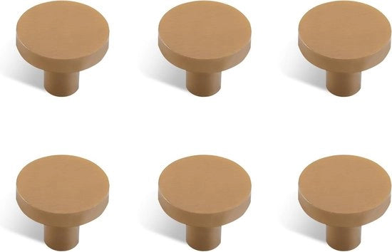 6 pezzi di maniglie per porta armadio in alluminio leggero con viti - 30 x 25 mm - maniglie per porta con foro singolo - finitura giallo oro
