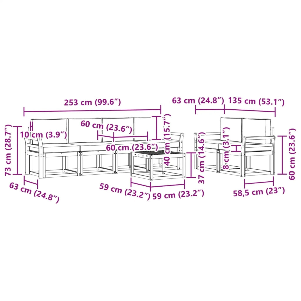 Set di divani da esterno 7 pz Bianco e Antracite 3387281