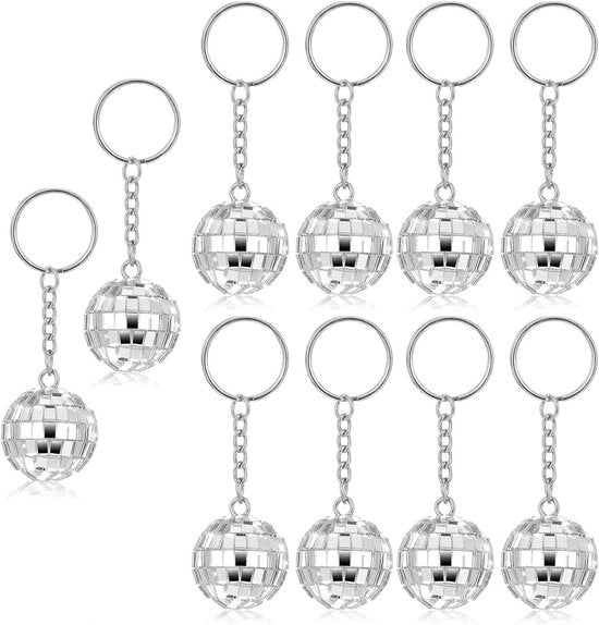 Discobal - Hanger da Chiave a Tema Anni '70 da 10 Pezzi Decorazioni di Natale e Festa in Argento