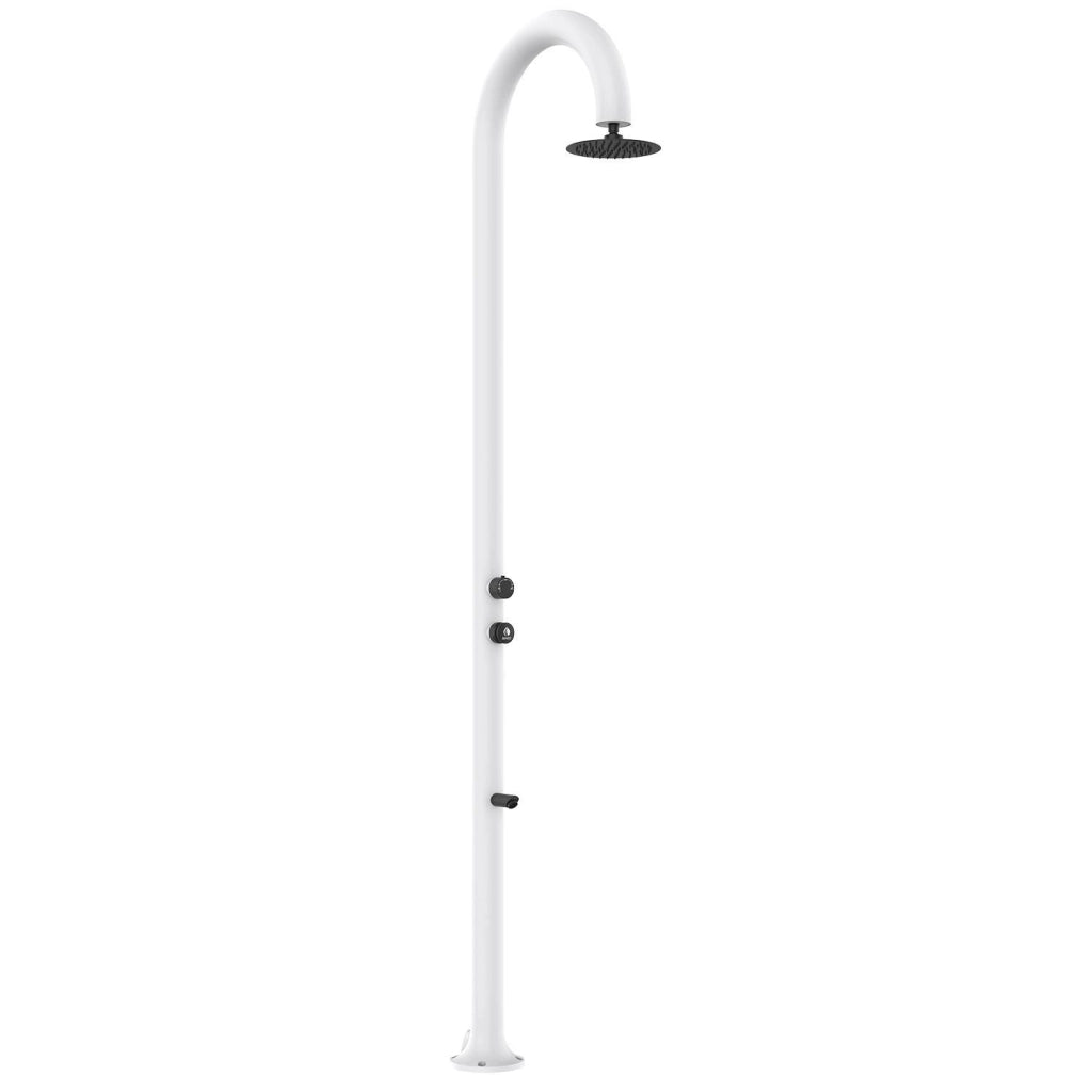 Sined Luna Timer p Bianca Doccia In Alluminio Doppio Attacco Acqua Fredda Laterale o Inferiore Su Un Unico Tubo Interno Doccia Acqua Fredda Temporizzata Con Soffione Lavapiedi e Miscelatore Bianco